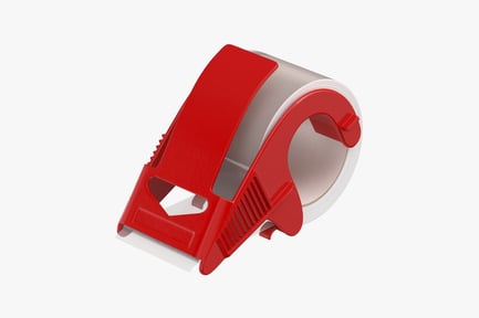 Preview: Red Packing Tape Dispenser with Serrated Cutting Blade