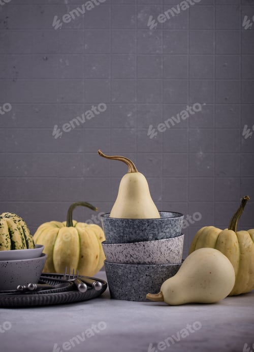 Preview: Decorative pumpkin on green background.