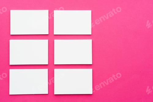 Preview: Mock-up on pink background. Businesscards with copy space