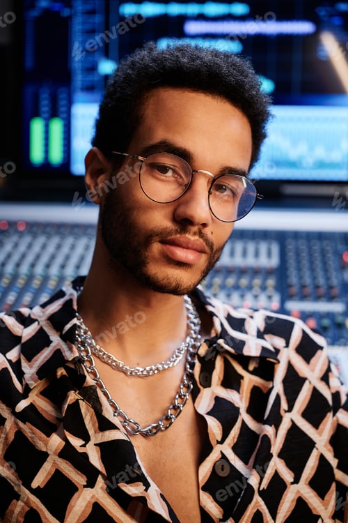 Preview: Stylish Young Man In Recording Studio Portrait