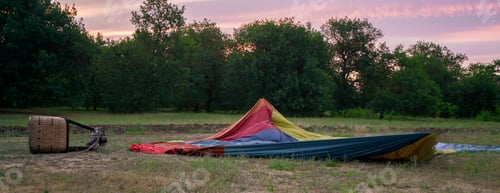 Preview: Large aerostat balloon is spread out on the ground