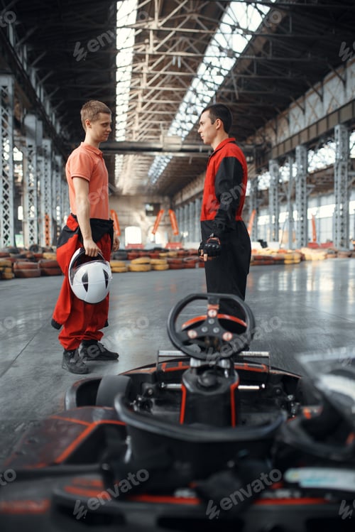 Preview: Two kart racers in equipment, karting auto sport