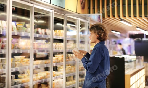 Preview: Man Choosing Frozen Food From A Supermarket Freezer