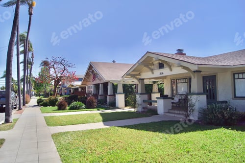 Quiet Suburban Street with Charming Bungalow Homes