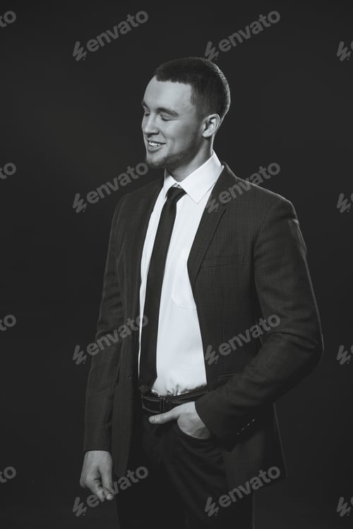 Preview: Black And White Photography. Model. A Man In A Business Suit. Election Campaign.