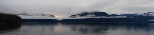 Preview: Harrison Lake during Cloudy and Foggy Winter Sunset