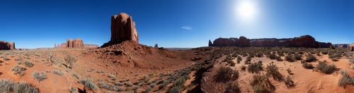 Preview: Desert Rocky Mountain American Landscape. Sunny Morning Sunrise.