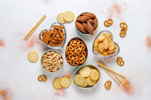 Preview: Assortment of unhealthy snacks.