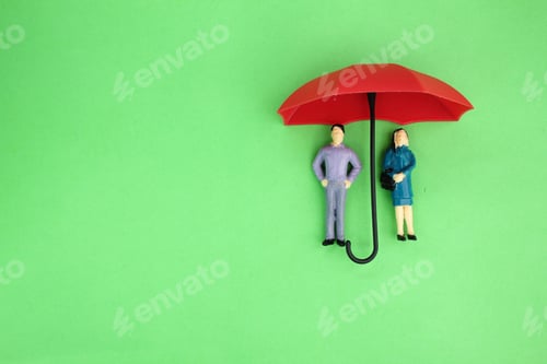 Preview: umbrella protects husband and wife.