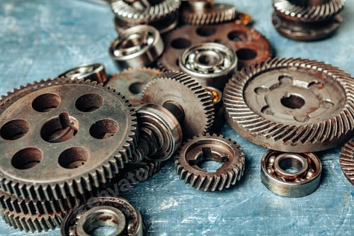 Preview: Top view of old rusty car parts