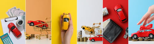 Preview: Collage of photos buying and selling cars.