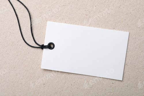 Preview: Cardboard tag with space for text on color fabric, top view