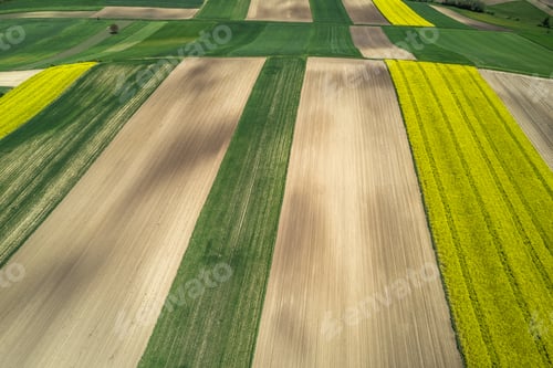 Preview: Colorful Farmland and Scenic Countryside. Aerial Drone view
