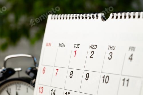Preview: Calendar page close up on office desk