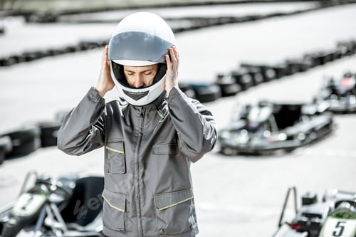 Preview: Racer in sportswear on the kart track
