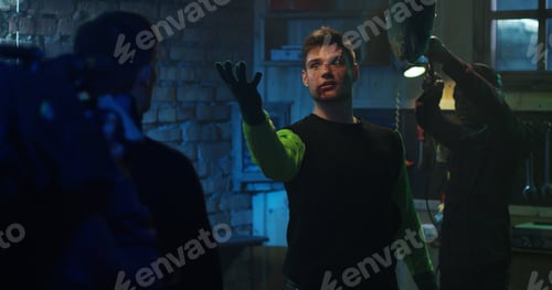 Preview: Medium Shot Of Young Movie Actors Doing A Scene In The Movie