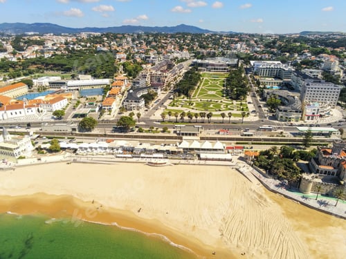 Preview: Aerial view of Estoril, Portugal on a sunny day