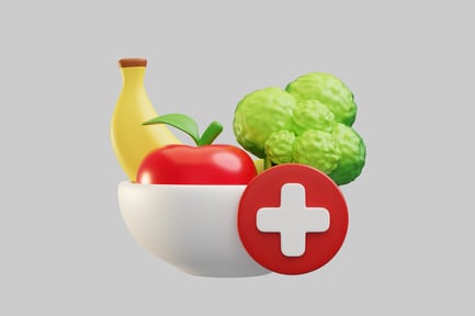 Preview: Healthy food bowl with medical sign