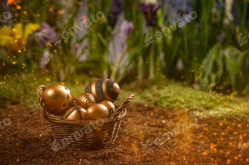 Preview: Easter eggs in wicker basket