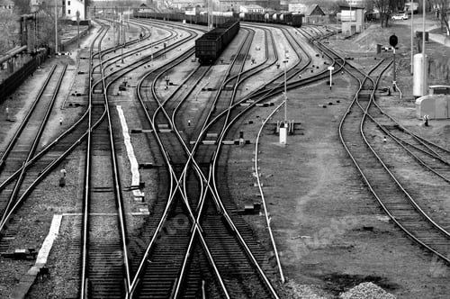 Preview: railway tracks in grayscale