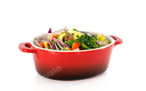 Preview: Colorful Fresh Vegetable Salad in a Red Bowl