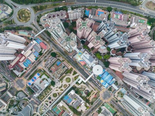 Preview: Tseung Kwan O, Hong Kong 09 August 2020: Top view of Hong Kong city