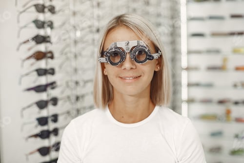 Preview: Woman in a glasses store check his eyes