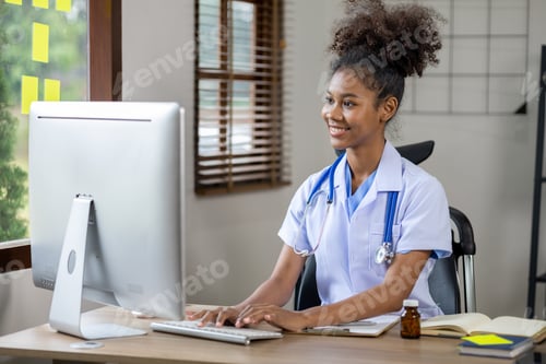 Preview: An American female doctor works in a hospital office, she is a general practitioner and internal med