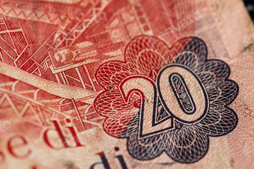 Preview: Closeup of an Indian twenty rupee banknote