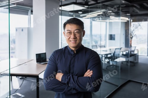 Preview: Portrait of successful and experienced mature asian businessman