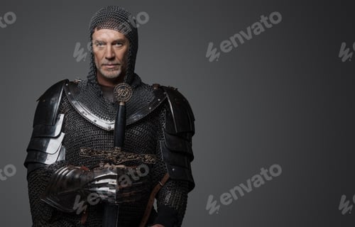 Preview: Medieval-style portrait of a charismatic king with a gray beard