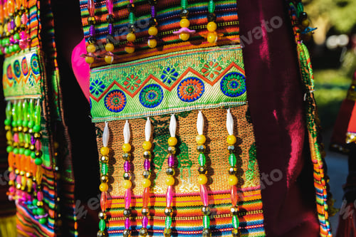 Preview: Detail of the colorful embroidery of a typical costume