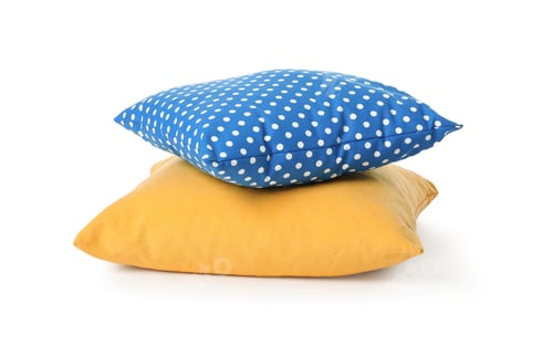 Preview: Different colorful decorative pillows on white background