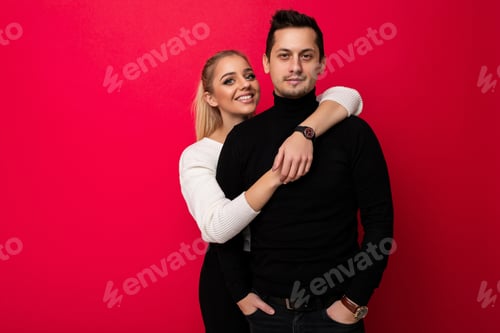 Preview: Photo of a beautiful pretty positive smiling happy young blonde woman with makeup and ponytail in a