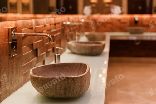 Preview: Stylish sink made of light natural stone