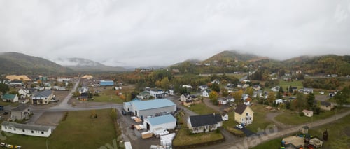 Preview: Aerial panoramic view of a small town on the Atlantic Ocean Coast