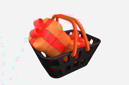 Preview: Shopping Basket With Gift Box 3D Illustration