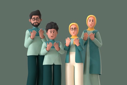 Preview: A family in matching clothing.