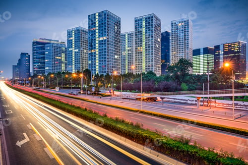 Preview: Beijing, China Cbd Skyline And Expressway.