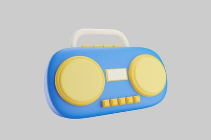 Preview: Retro boombox portable radio blue yellow
