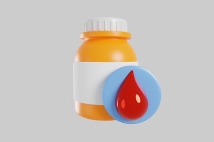 Preview: Stylized bottle illustration with red droplet icon