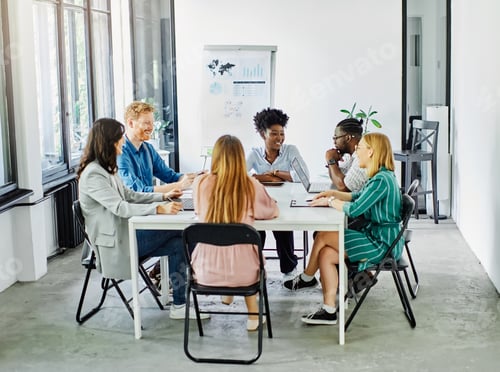 Preview: young business people meeting office teamwork group whiteboard presentation