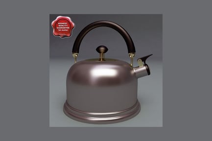 Aperçu: Théière métallique avec manche en bois et contrôle de température