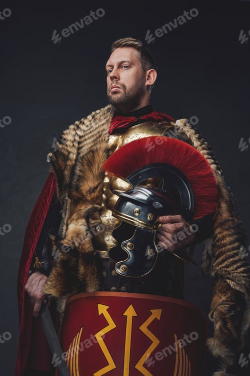 Preview: Roman empire soldier posing with sword and shield