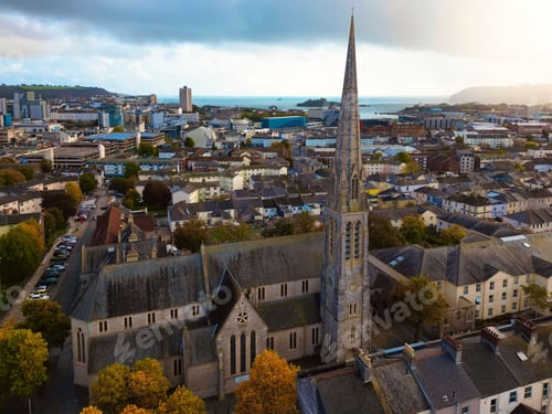 Preview: Drone view of St Mary and St Boniface's Cathedral in Plymouth, England