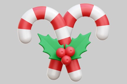 Preview: Festive Candy Canes With Holly Berries For Christmas