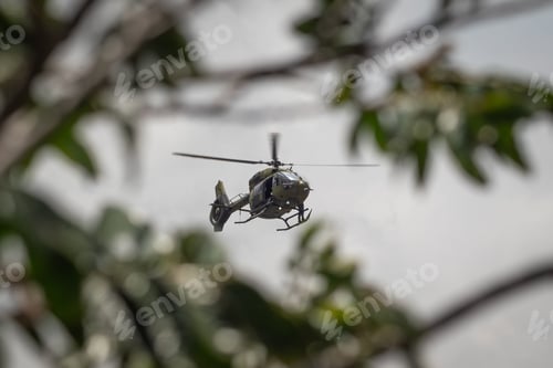Preview: Helicopter in flight through foliage