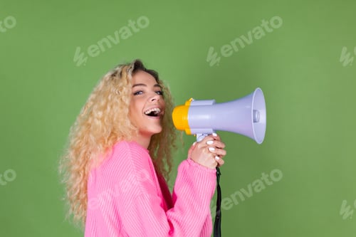 Preview: Young blonde woman with long curly hair
