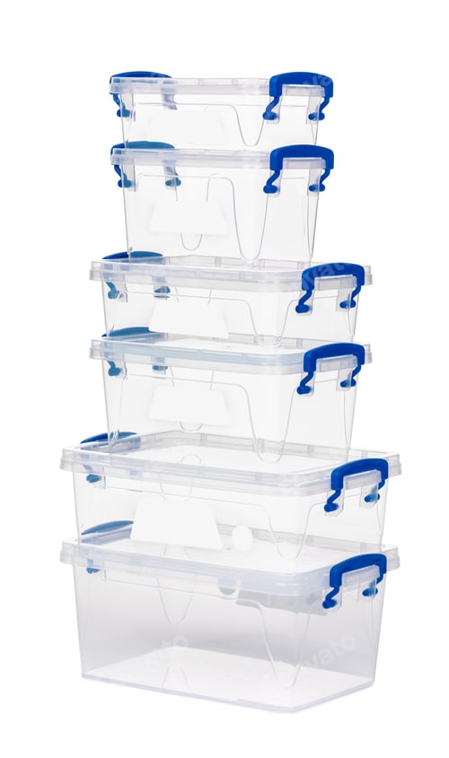 Preview: Transparent plastic box isolated on white background