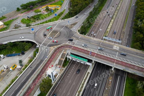Preview: Tai Po, Hong Kong 23 June 2020: Top view of the highway